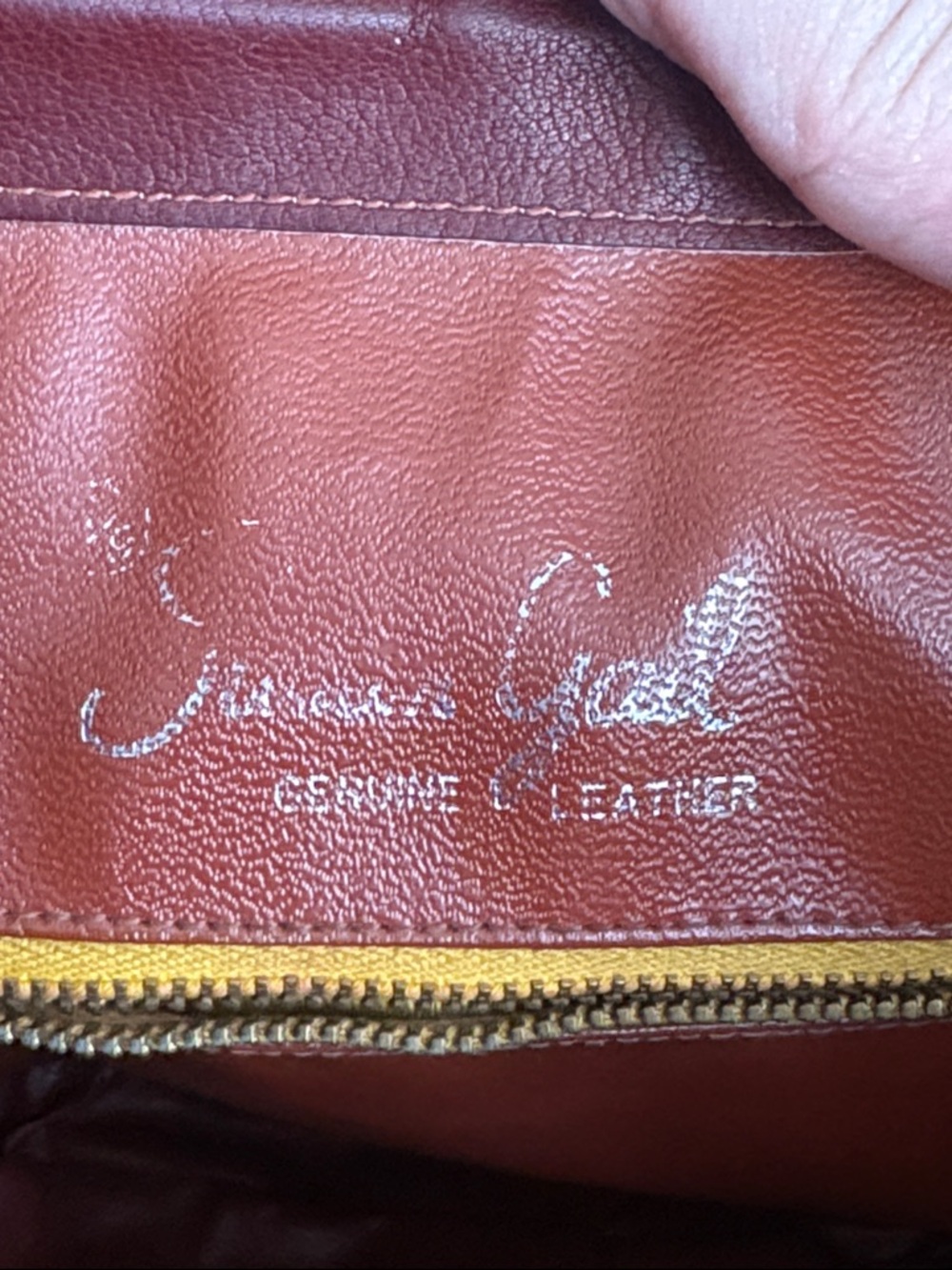 Vtg. Susan Gail Brown Genuine Leather natural suture bag - Picture 8 of 8